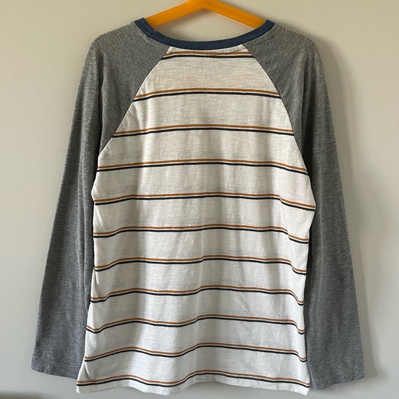 Old Navy Boys Raglan Stripe Long-Sleeve T-Shirt - Grey, Navy, White - Picture 4 of 5